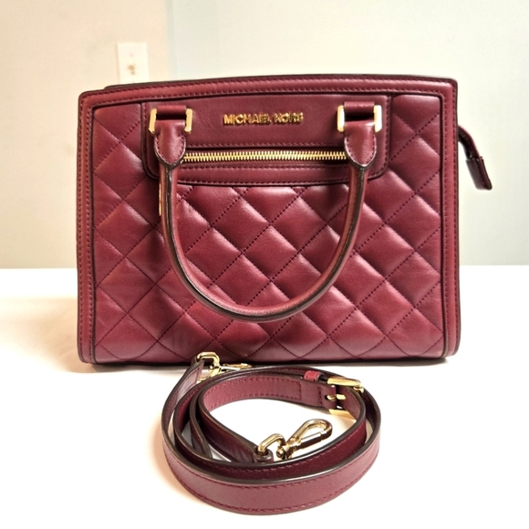 MICHAEL Michael Kors Quilted Burgundy Selma Large Satchel Bag - Picture 1 of 8